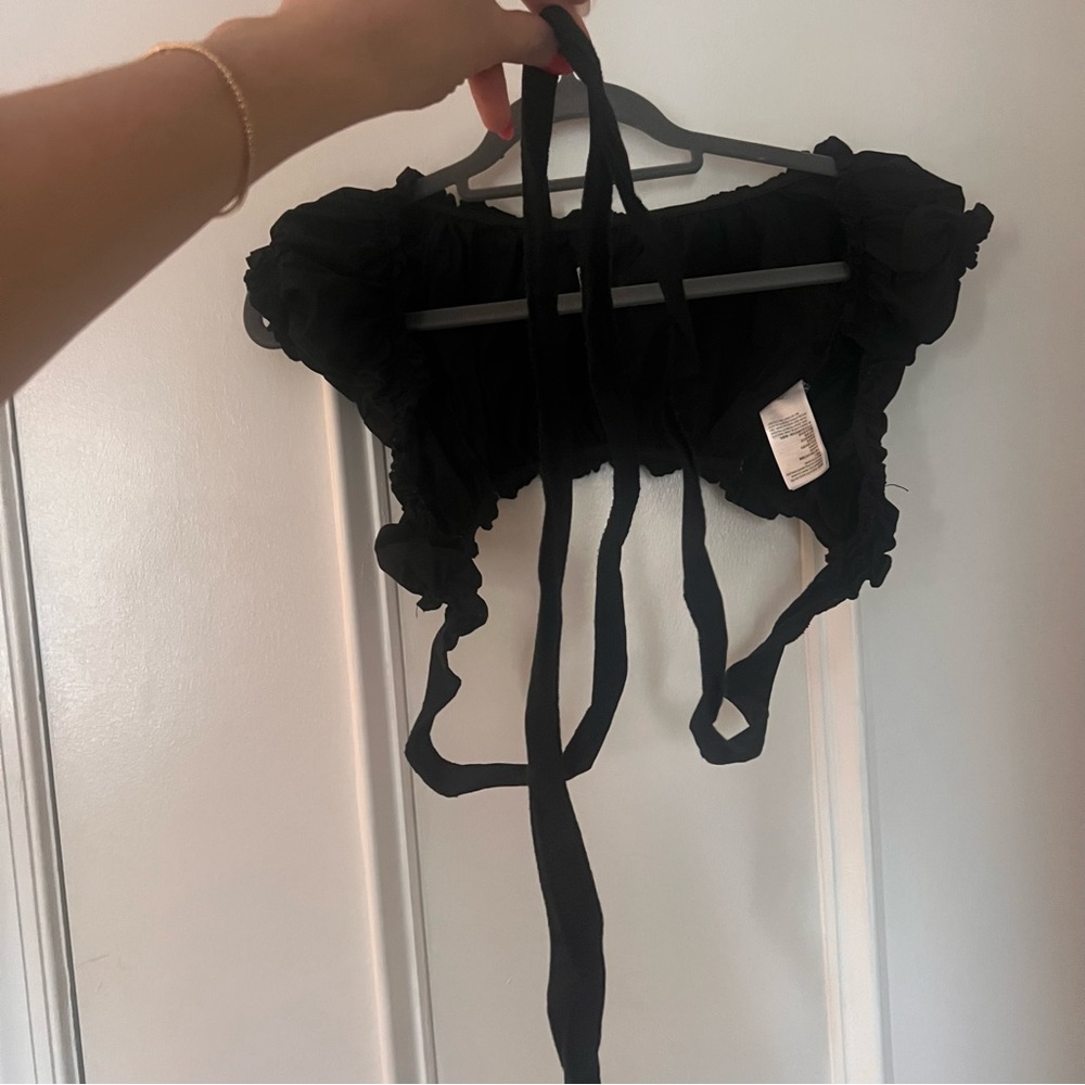Adika Black Ruffled Crop Top